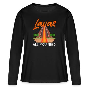 Vulkan Vulkane Vulkanliebhaber Shirt lustig Vulkan - Frauen Premium Bio Langarmshirt - Schwarz - Vorne - Julia (174cm)