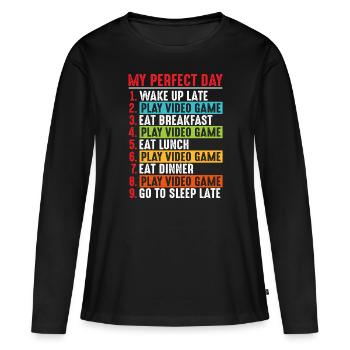Gamer Player Gamer GamePad Manette T-shirt - T-shirt manches longues Premium bio Femme - noir - Devant - Julia (174cm)