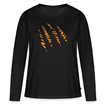 Tiger - Frauen Premium Bio Langarmshirt - Schwarz - Vorne - Julia (174cm)