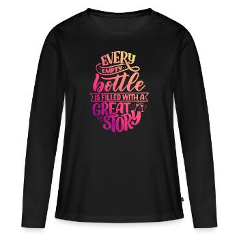 Wein - Frauen Premium Bio Langarmshirt - Schwarz - Vorne - Julia (174cm)