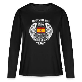 Spanien - Frauen Premium Bio Langarmshirt - Schwarz - Vorne - Julia (174cm)