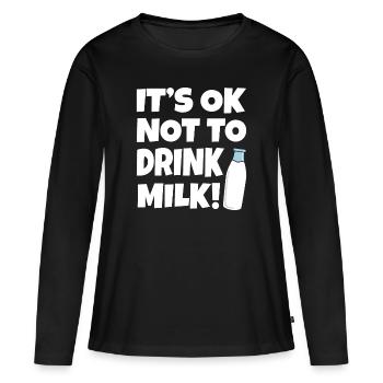 Lait - T-shirt manches longues Premium bio Femme - noir - Devant - Julia (174cm)