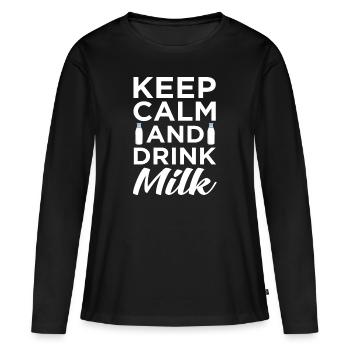 Lait - T-shirt manches longues Premium bio Femme - noir - Devant - Julia (174cm)