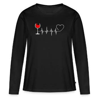 Wein - Frauen Premium Bio Langarmshirt - Schwarz - Vorne - Julia (174cm)