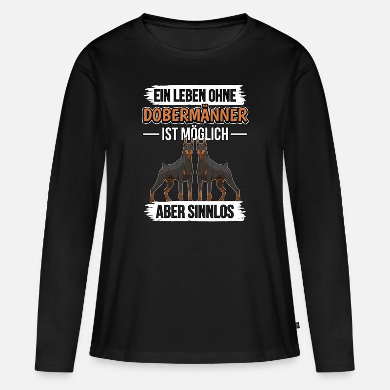 Ein Leben ohne Dobermänner - Frauen Premium Bio Langarmshirt - Schwarz