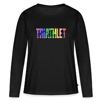 Triathlète Lgbt - T-shirt manches longues Premium bio Femme - noir - Devant - Julia (174cm)