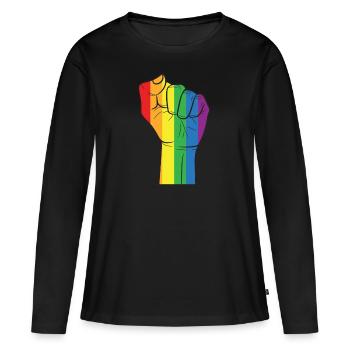 Lgbt - T-shirt manches longues Premium bio Femme - noir - Devant - Julia (174cm)