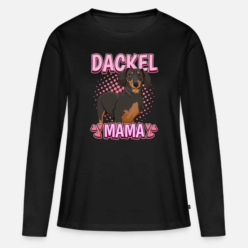 Dackel Mama - Frauen Premium Bio Langarmshirt - Schwarz