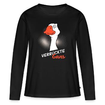 Gans - Frauen Premium Bio Langarmshirt - Schwarz - Vorne - Julia (174cm)