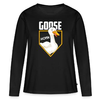 Gans - Frauen Premium Bio Langarmshirt - Schwarz - Vorne - Julia (174cm)