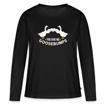 Gans - Frauen Premium Bio Langarmshirt - Schwarz - Vorne - Julia (174cm)