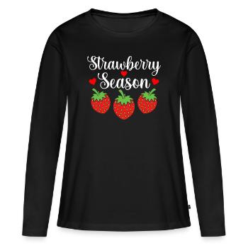 Fraise - T-shirt manches longues Premium bio Femme - noir - Devant - Julia (174cm)