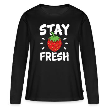Fraise - T-shirt manches longues Premium bio Femme - noir - Devant - Julia (174cm)