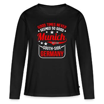 Munich - T-shirt manches longues Premium bio Femme - noir - Devant - Julia (174cm)