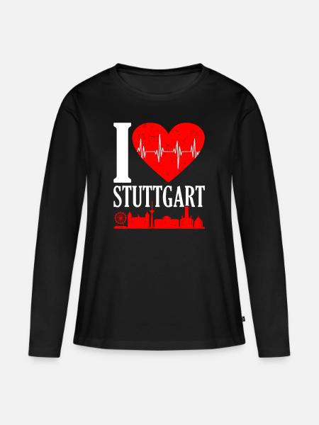 Stuttgart - Frauen Premium Bio Langarmshirt - Schwarz