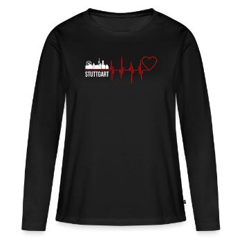 Stuttgart - Frauen Premium Bio Langarmshirt - Schwarz - Vorne - Julia (174cm)