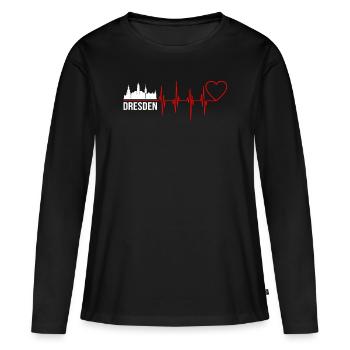 Dresde - T-shirt manches longues Premium bio Femme - noir - Devant - Julia (174cm)