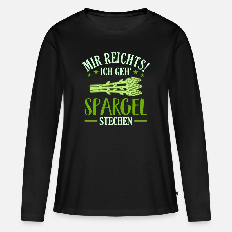 Spargel - Frauen Premium Bio Langarmshirt - Schwarz