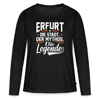 Erfurt - Frauen Premium Bio Langarmshirt - Schwarz - Vorne - Julia (174cm)