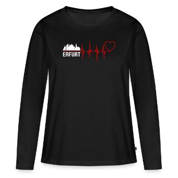 Erfurt - Frauen Premium Bio Langarmshirt - Schwarz - Vorne - Julia (174cm)