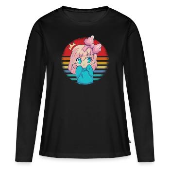 Anime - T-shirt manches longues Premium bio Femme - noir - Devant - Julia (174cm)