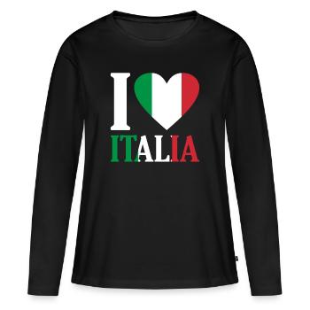 Italien - Frauen Premium Bio Langarmshirt - Schwarz - Vorne - Julia (174cm)