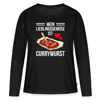 Saucisses de curry - T-shirt manches longues Premium bio Femme - noir - Devant - Julia (174cm)