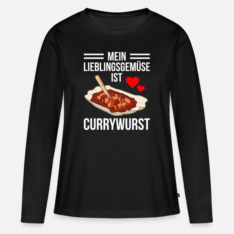 Currywurst - Frauen Premium Bio Langarmshirt - Schwarz