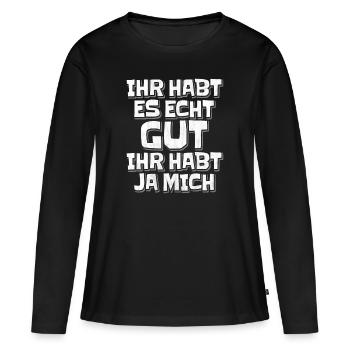 Lustiger Spruch - Frauen Premium Bio Langarmshirt - Schwarz - Vorne - Julia (174cm)
