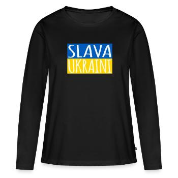 Slava Ukraini Ruhm der Ukraine - Frauen Premium Bio Langarmshirt - Schwarz - Vorne - Julia (174cm)