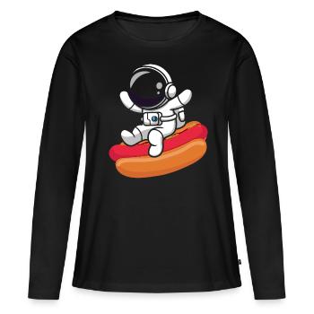 Hot Dog Fast Food Astronaute Astronomie - T-shirt manches longues Premium bio Femme - noir - Devant - Julia (174cm)