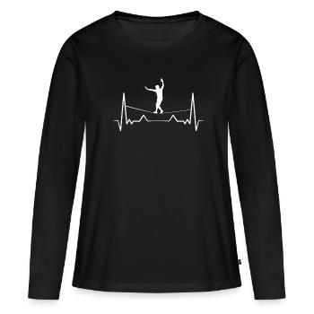 Slackline Heartbeat - T-shirt manches longues Premium bio Femme - noir - Devant - Julia (174cm)