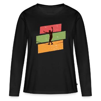 Slackline rétro vintage - T-shirt manches longues Premium bio Femme - noir - Devant - Julia (174cm)