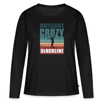 Slackline rétro vintage - T-shirt manches longues Premium bio Femme - noir - Devant - Julia (174cm)
