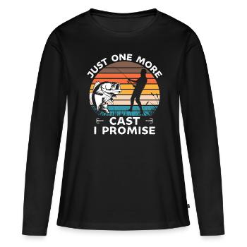 Juste un casting de plus je promets drôle de pêche à l’achigan - T-shirt manches longues Premium bio Femme - noir - Devant - Julia (174cm)