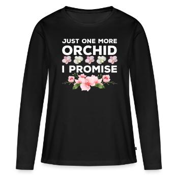 Nur noch eine Orchidee, die ich verspreche - Frauen Premium Bio Langarmshirt - Schwarz - Vorne - Julia (174cm)