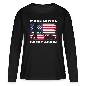 Rasen wieder toll machen - Frauen Premium Bio Langarmshirt - Schwarz - Vorne - Julia (174cm)