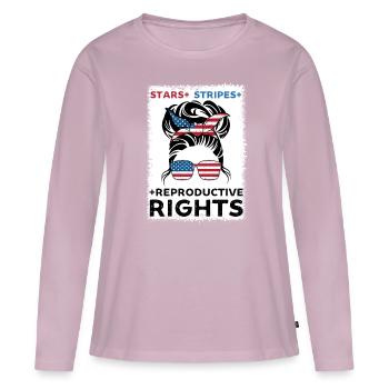 stars rayures droits reproductifs pro choix - T-shirt manches longues Premium bio Femme - rose poudré - Devant - Julia (174cm)