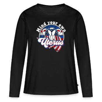 Occupez-vous de votre propre utérus - T-shirt manches longues Premium bio Femme - noir - Devant - Julia (174cm)