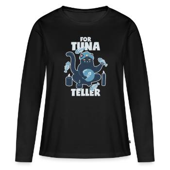 Fortune Teller Cat with Tuna: Fortunateller - Women's Premium Organic Long Sleeve Shirt - black - Front - Julia (174cm)