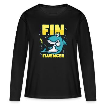 Influencer Hai Finfluencer - Women's Premium Organic Long Sleeve Shirt - black - Front - Julia (174cm)