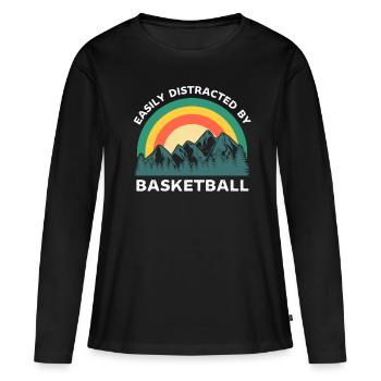 Facilement distrait par le basketball - T-shirt manches longues Premium bio Femme - noir - Devant - Julia (174cm)
