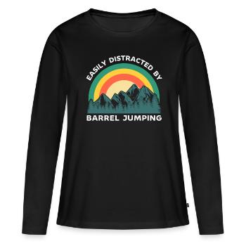 Facilement distrait par le Barrel Jumping - T-shirt manches longues Premium bio Femme - noir - Devant - Julia (174cm)