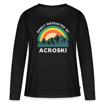 Facilement distrait par Acroski - T-shirt manches longues Premium bio Femme - noir - Devant - Julia (174cm)