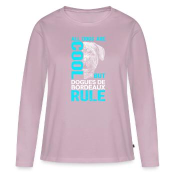 Grand Danois | Bordeaux Great Dane Dog Cadeau - T-shirt manches longues Premium bio Femme - rose poudré - Devant - Julia (174cm)