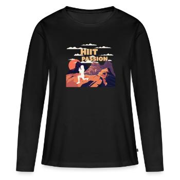 HIIT Passion - T-shirt manches longues Premium bio Femme - noir - Devant - Julia (174cm)