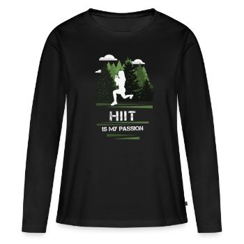 HIIT Passion - T-shirt manches longues Premium bio Femme - noir - Devant - Julia (174cm)