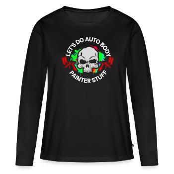 Peintre | Cadeau d’aérographe de peintre de véhicule - T-shirt manches longues Premium bio Femme - noir - Devant - Julia (174cm)