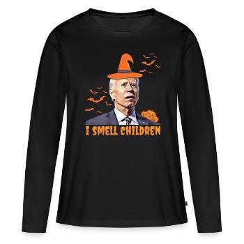 Biden Halloween , Ich rieche Kinder, Republikaner - Frauen Premium Bio Langarmshirt - Schwarz - Vorne - Julia (174cm)