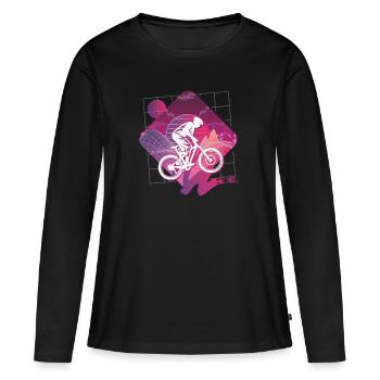 Vaporwave Descente - T-shirt manches longues Premium bio Femme - noir - Devant - Julia (174cm)